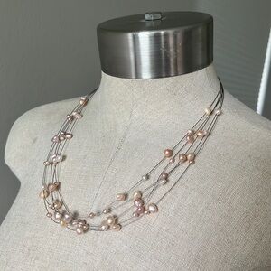 NEW handmade faux cultured pearl multi strand necklace